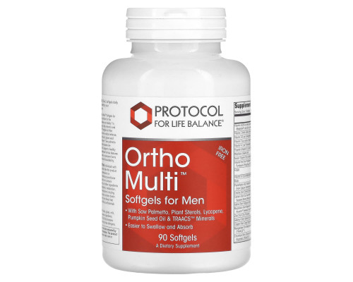Мультивітаміни для чоловіків, Ortho Multi, Softgels for Men, Protocol for Life Balance, 90 гелевих капсул
