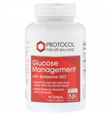Регулирование уровня глюкозы с берберин гидрохлоридом, Glucose Management, Protocol for Life Balance, 90 капсул