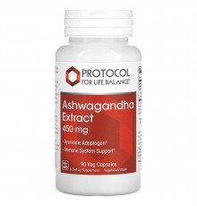 Ашваганда, Ashwagandha, Protocol for Life Balance, экстракт, 450 мг, 90 растительных капсул