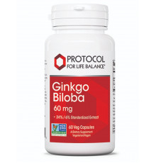 Гинкго Билоба, Ginkgo Biloba, Protocol for Life Balance, 60 мг, 60 веганских капсул