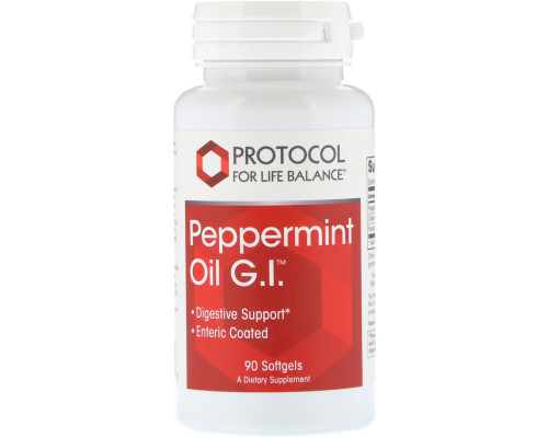 Масло мяты перечной, Peppermint Oil G.I., Protocol for Life Balance, 90 гелевых капсул