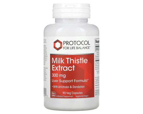 Расторопша пятнистая, Milk Thistle Extract, Protocol for Life Balance, экстракт, 300 мг, 90 веганских капсул