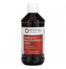 Черная бузина, Sambucus Black Elderberry Liquid, Protocol for Life Balance, жидкий концентрат, веган, 500 мг, 237 мл