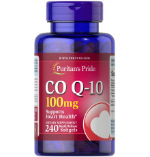 Коэнзим Q10, CO Q-10, Puritan's Pride, 100 мг, 240 гелевых капсул быстрого высвобождения