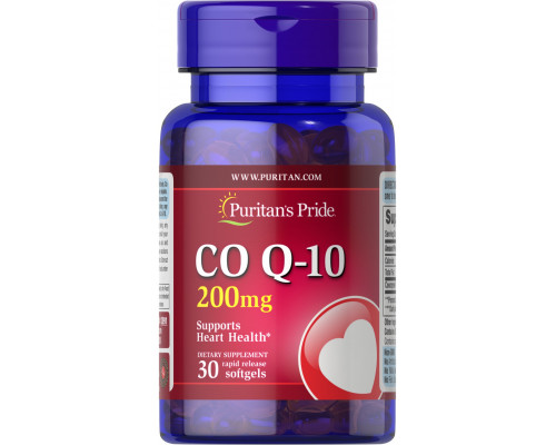 Коэнзим Q-10, Co Q-10, Puritan's Pride, 200 мг, 30 гелевых капсул быстрого высвобождения