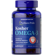 Омега-3 кошерный, Kosher Omega-3 with EPA & DHA, Puritan's Pride, 742 мг, с ЭПК и ДГК, 60 гелевых капсул