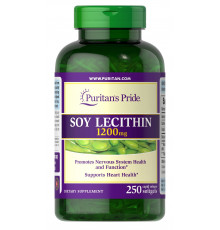 Лецитин из сои, Soy Lecithin, Puritan's Pride, 1200 мг, 250 гелевых капсул