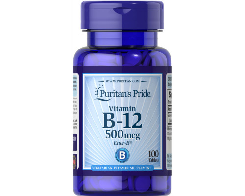 Витамин В-12, Vitamin B-12, Puritan's Pride, 500 мкг, 100 таблеток