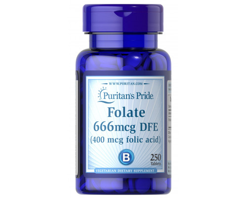 Фолиевая кислота, Folic Acid, Puritan's Pride, 400 мкг, 250 таблеток
