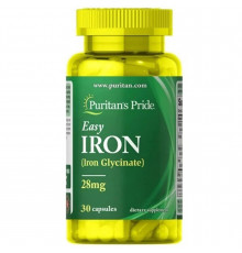 Железо, Easy Iron (Glycinate), Puritan's Pride, 28 мг, 30 гелевых капсул