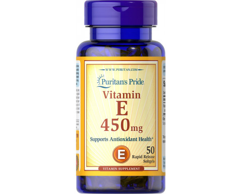 Витамин Е, Vitamin E, Puritan's Pride, 450 мг (1000 МЕ), 50 капсул