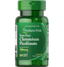 Пиколинат хрома, Chromium Picolinate, Puritan's Pride, без дрожжей, 500 мкг, 100 таблеток