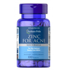 Цинк от прыщей, Zinc for Acne, Puritan's Pride, 100 таблеток