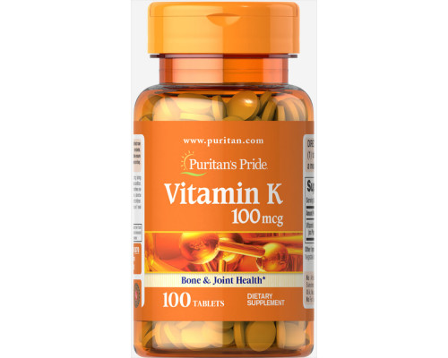Витамин К, Vitamin K, Puritan's Pride, 100 мкг, 100 таблеток