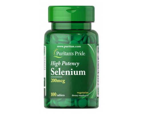 Селен, Selenium, Puritan's Pride, 200 мкг, 100 таблеток