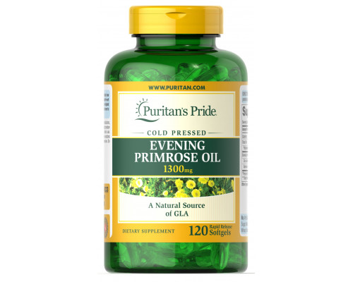 Масло вечерней примулы с ГЛК, Evening Primrose Oil, Puritan's Pride, 1300 мг, 120 гелевых капсул