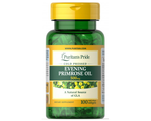 Масло вечерней примулы с ГЛК, Evening Primrose Oil, Puritan's Pride, 500 мг, 100 гелевых капсул