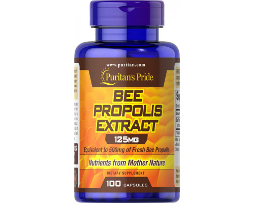Прополис, Bee Propolis, Puritan's Pride, экстракт, 125 мг, 100 капсул