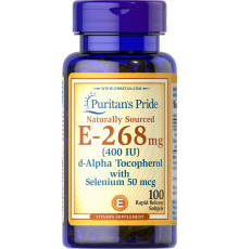 Витамин Е с селеном, Vitamin E, Puritan's Pride, 400 МЕ, натуральный, 100 гелевых капсул