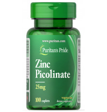 Цинк пиколинат, Zinc Picolinate, Puritan's Pride, 25 мг, 100 каплет