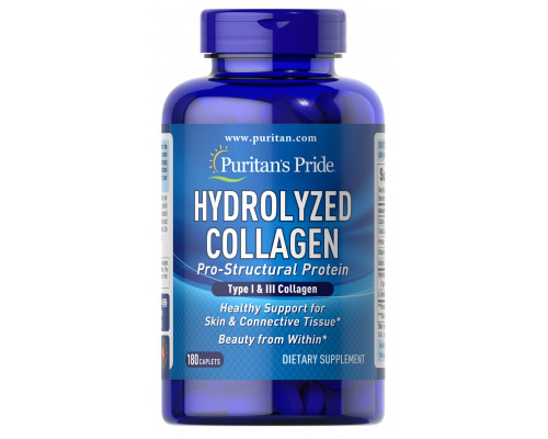 Коллаген, Hydrolyzed Collagen, Puritan's Pride, гидролизованный, 1000 мг, 180 каплет