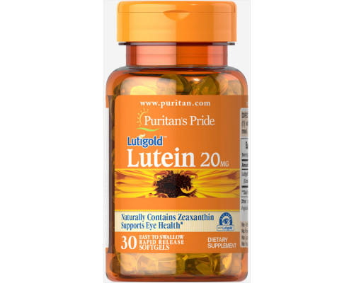 Лютеин для зрения с зеаксантином, Lutein with Zeaxanthin, Puritan's Pride, 20 мг, 30 капсул