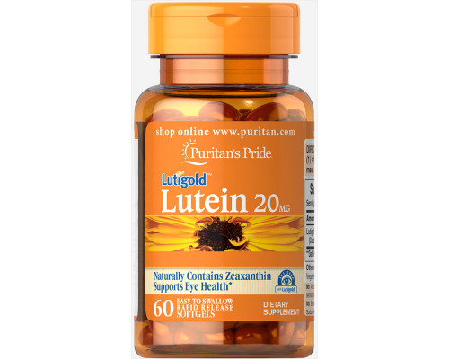 Лютеин для зрения с зеаксантином, Lutein with Zeaxanthin, Puritan's Pride, 20 мг, 60 капсул