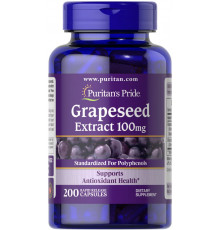 Экстракт виноградных косточек, Grapeseed Extract, Puritan's Pride, 100 мг, 200 капсул