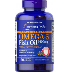 Омега-3 рыбий жир, Omega-3 Fish Oil, Puritan's Pride, 1400 мг (950 мг активного омега-3), 120 гелевых капсул