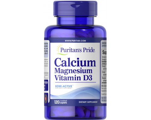 Кальций Магний Витамин D, Calcium Magnesium with Vitamin D, Puritan's Pride, 120 каплет
