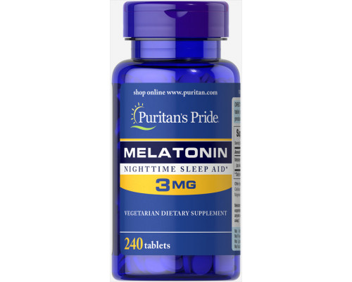 Мелатонин, Melatonin, Puritan's Pride, 3 мг, 240 таблеток