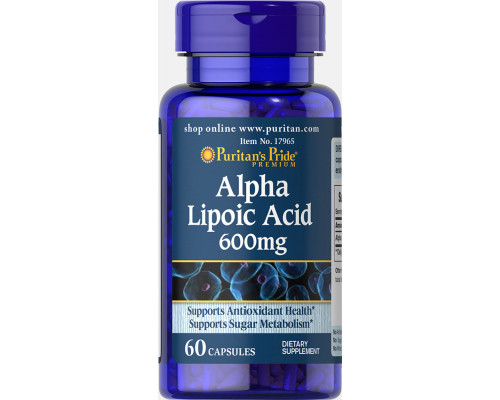 Альфа-липоевая кислота, Alpha Lipoic Acid, Puritan's Pride, 600 мг, 60 капсул