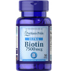 Биотин, Biotin, Puritan's Pride, 7500 мкг, 50 таблеток