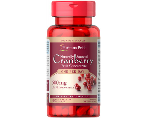 Клюква, Cranberry, Puritan's Pride, 1 на день, 60 капсул