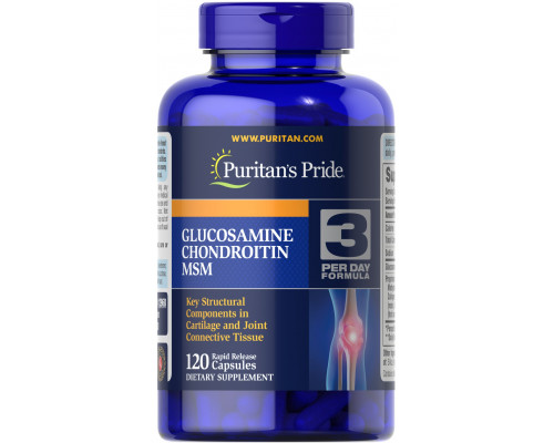 Глюкозамин хондроитин и МСМ, Glucosamine, Chondroitin MSM, Puritan's Pride, двойная сила, 120 капсул