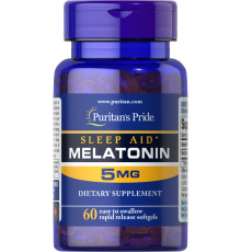 Мелатонин, Melatonin, Puritan's Pride, 5 мг, 60 капсул