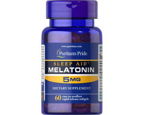 Мелатонин, Melatonin, Puritan's Pride, 5 мг, 60 капсул