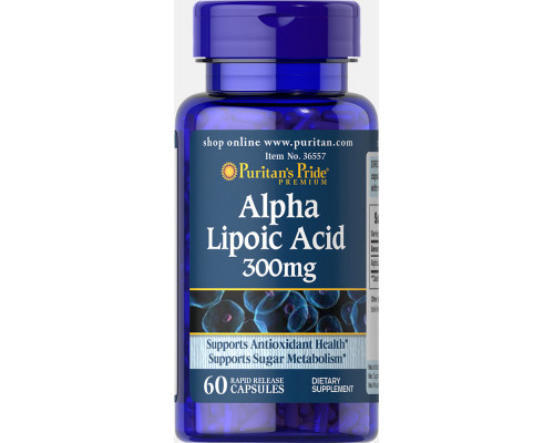 Альфа-липоевая кислота, Alpha Lipoic Acid, Puritan's Pride, 300 мг, 60 капсул