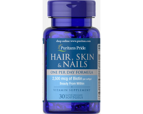 Формула для волос, кожи, ногтей, Hair, Skin & Nails, Puritan's Pride, 1 в день, 30 капсул