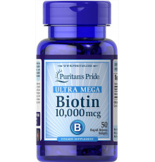 Биотин, Biotin, Puritan's Pride, 10 000 мкг, 50 капсул