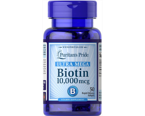 Биотин, Biotin, Puritan's Pride, 10 000 мкг, 50 капсул