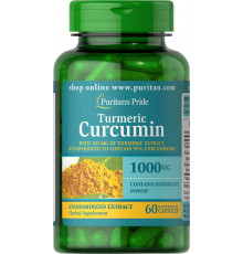 Куркумин и биоперин, Turmeric Curcumin with Bioperine, Puritan's Pride, 1000 мг (900 мг куркумы и 100 мг куркумина), 60 капсул