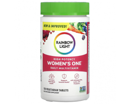 Витамины для женщин, Women's Multivitamin, Rainbow Light, высокоэффективный ежедневный комплекс, по 1 в день, 150 вегетарианских таблеток