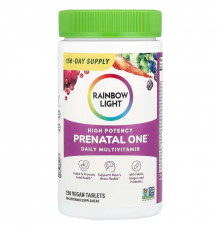 Витамины для беременных, Prenatal One, Rainbow Light, ежедневный мультивитаминный комплекс, высокой эффективности, 150 веганских таблеток