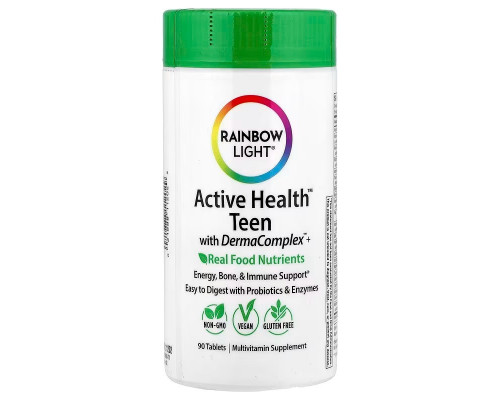 Витамины для подростков с комплексом для кожи, Active Health Teen, Rainbow Light, 90 таблеток