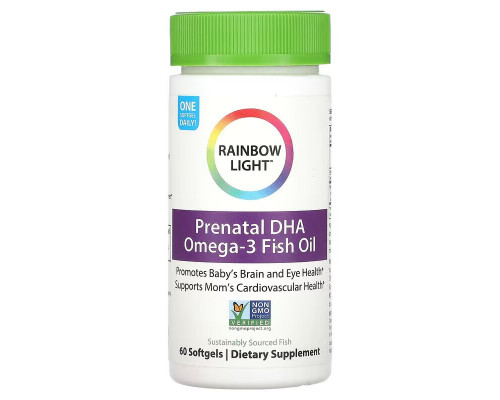 Рыбий жир для беременных, Prenatal DHA, Rainbow Light, 60 капсул