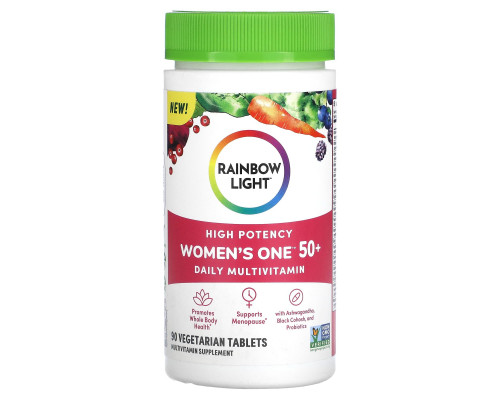 Мультивитамины для женщин 50+, Women's One 50+, Rainbow Light, ежедневные, 90 вегетарианских таблеток