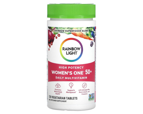 Мультивитамины для женщин 50+, Women's One 50+, Rainbow Light, ежедневные, 120 вегетарианских таблеток