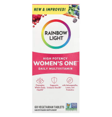 Мультивитамины для женщин, Women's Multivitamin, Rainbow Light, 1 в день, высокая эффективность, 60 вегетарианских таблеток