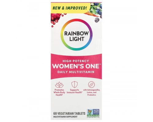 Мультивитамины для женщин, Women's Multivitamin, Rainbow Light, 1 в день, высокая эффективность, 60 вегетарианских таблеток